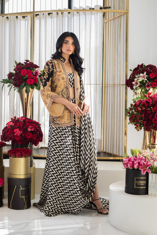 Printed Charmeuse Saree Jacket