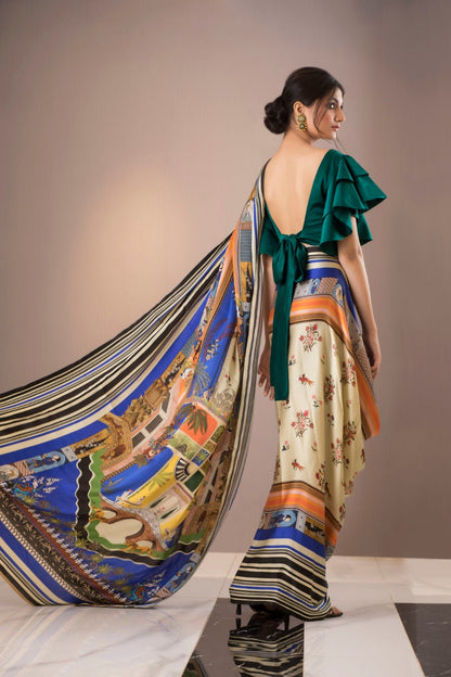 Printed Charmeuse Saree 1