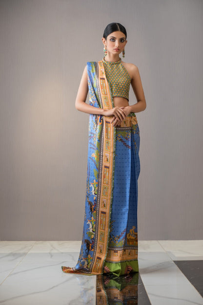 Printed Charmeuse Draped Saree