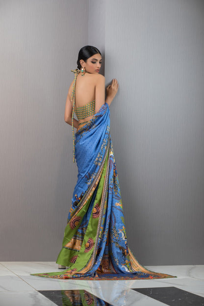 Printed Charmeuse Draped Saree