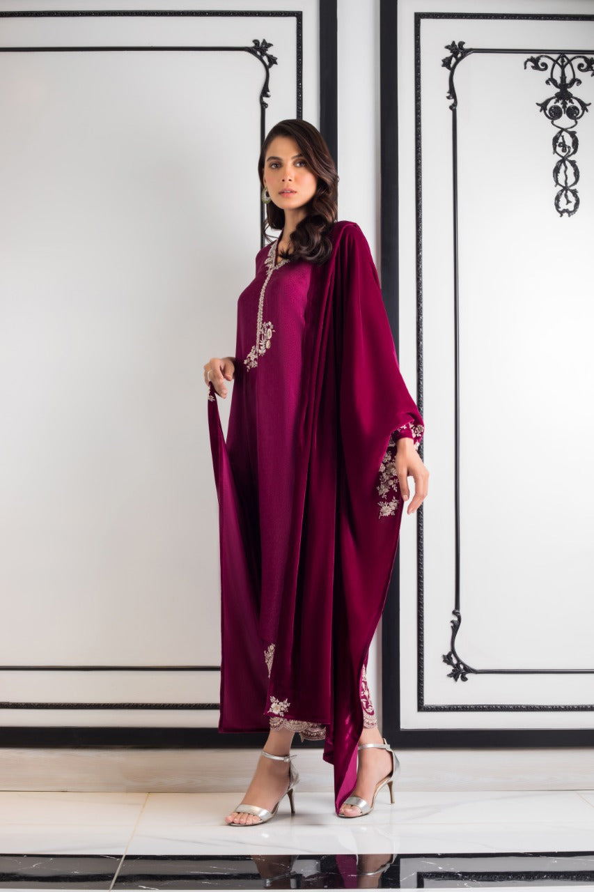 Plum Jamawar Kurta