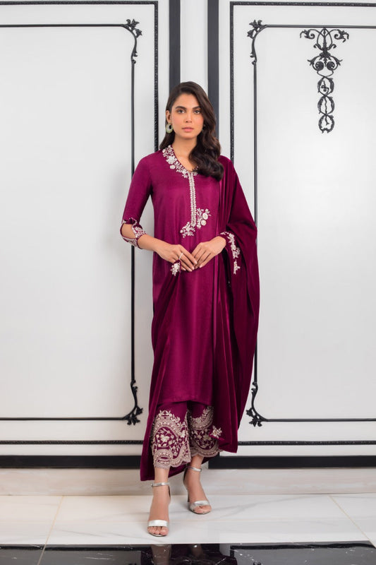 Plum Jamawar Kurta