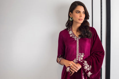 Plum Jamawar Kurta