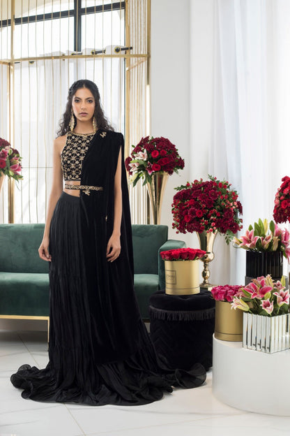 Ebony Velvet Choli And Lehnga