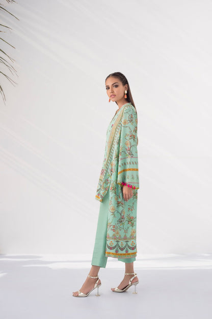 Mint Raw Silk set With Pintex Detailing