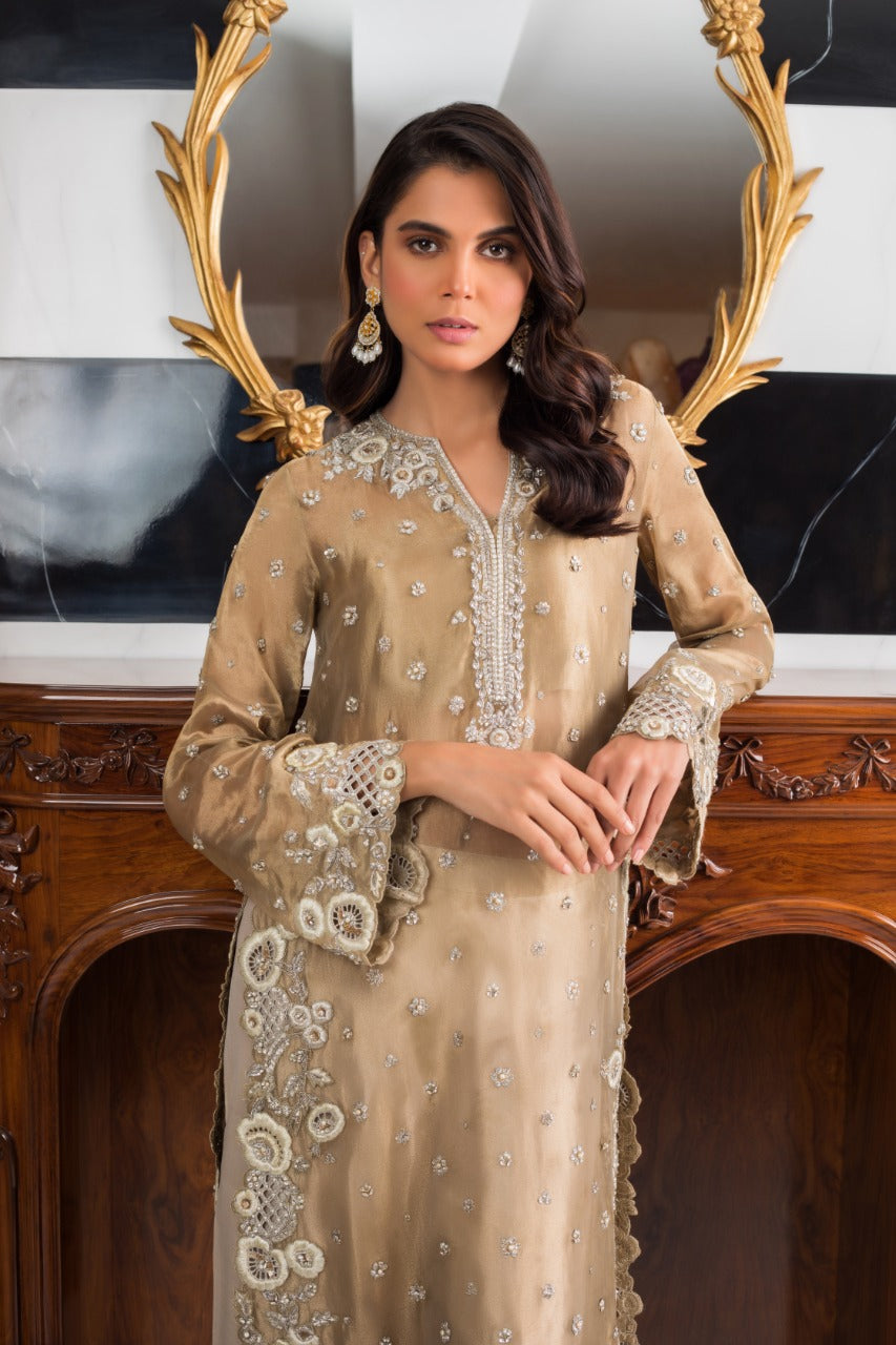 Gold Tissue Column Shirt with Izaar
