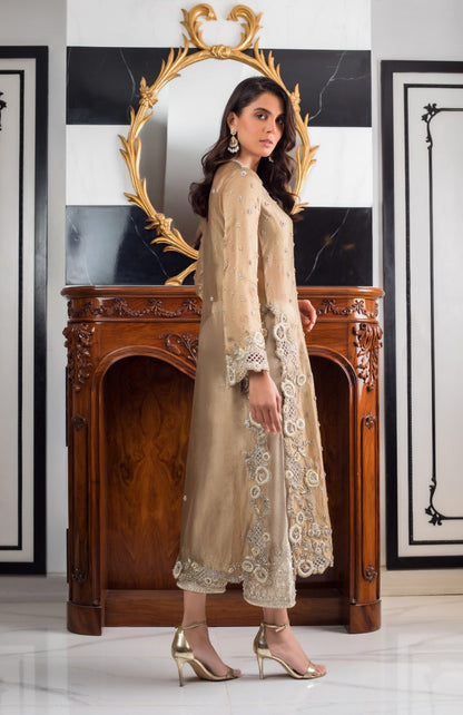Gold Tissue Column Shirt with Izaar