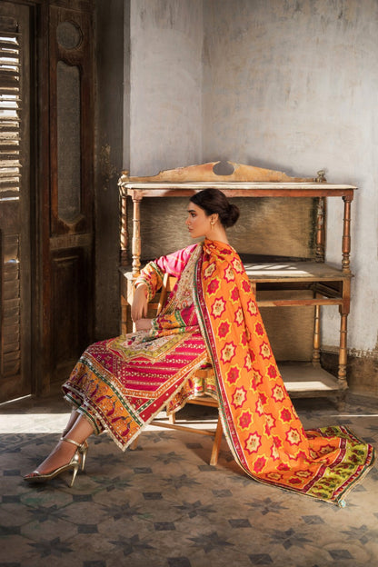 Hot Pink Rod Silk Kurta And Trouser with Dupatta
