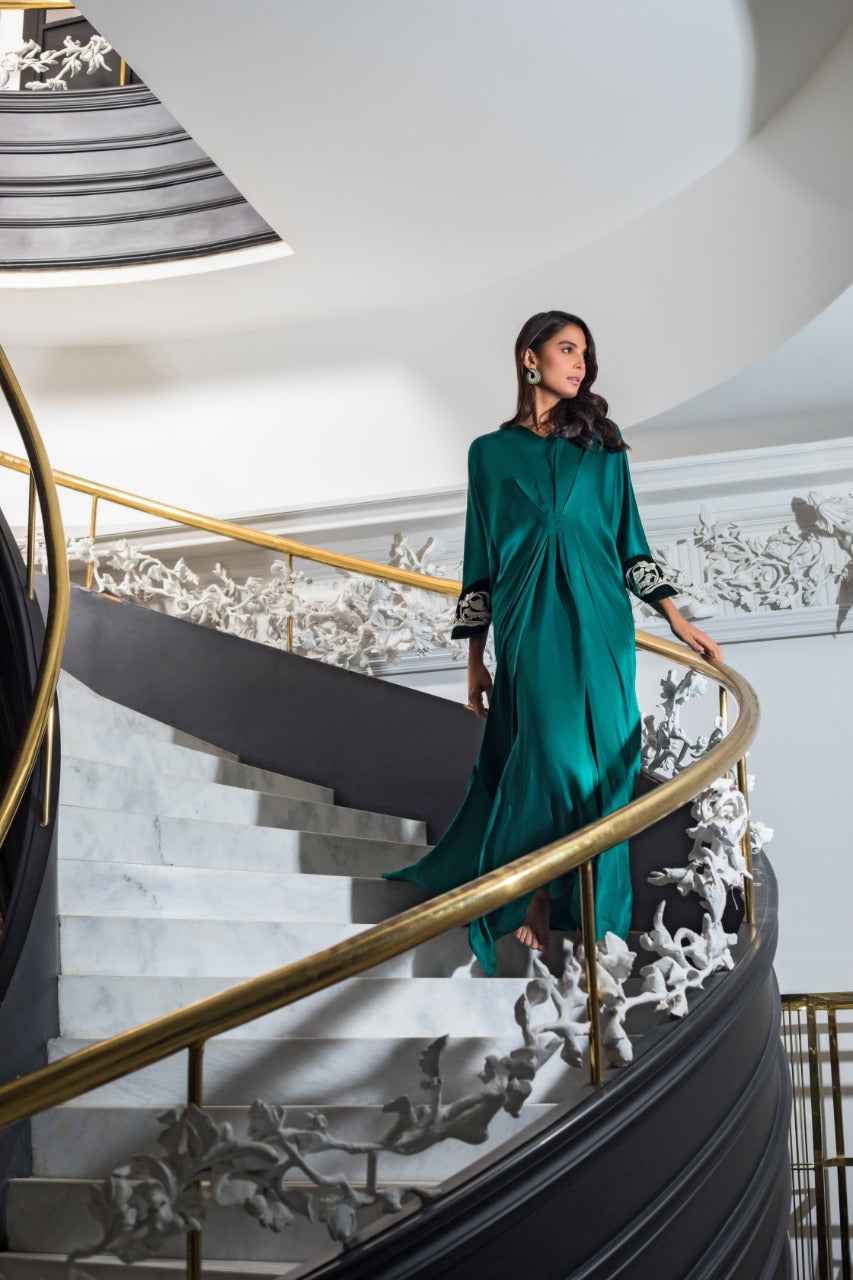 Teal Charmeuse Kaftan