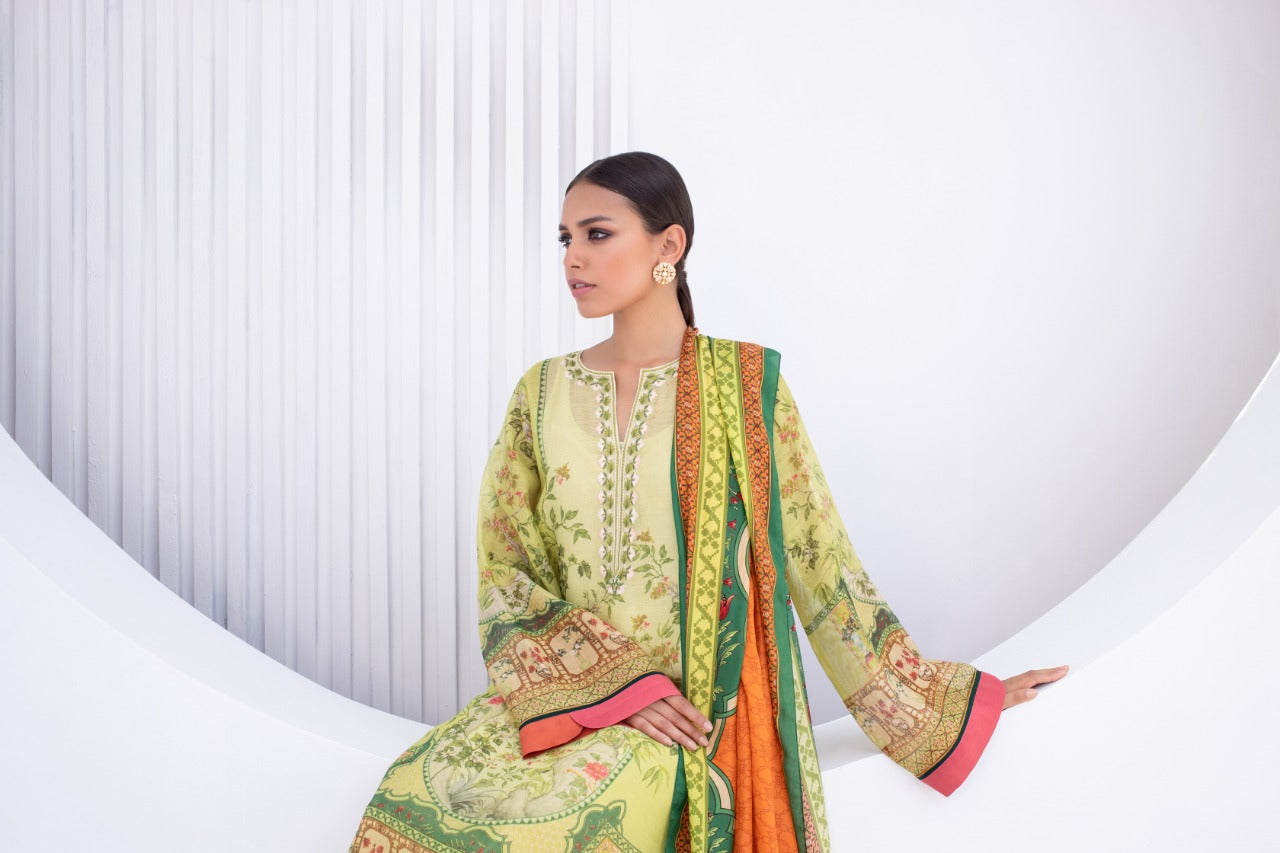 Cotton Net Kurta And Trouser with Dupatta