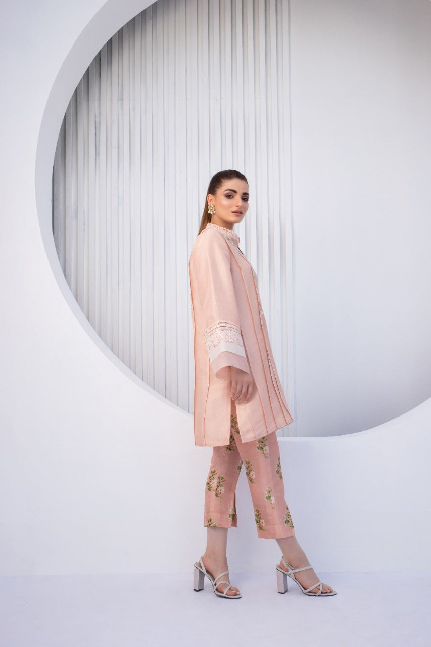 Chai Pink Raw Silk Kurta With Trouser