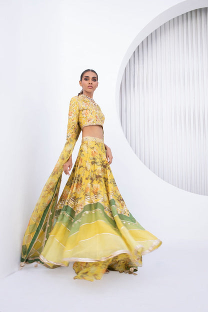 Lemon Khaddi Silk Lehnga Choli