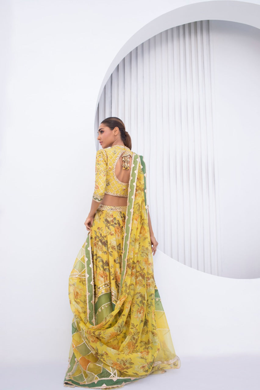 Lemon Khaddi Silk Lehnga Choli