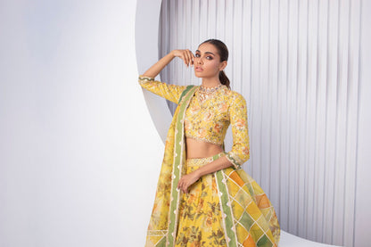 Lemon Khaddi Silk Lehnga Choli