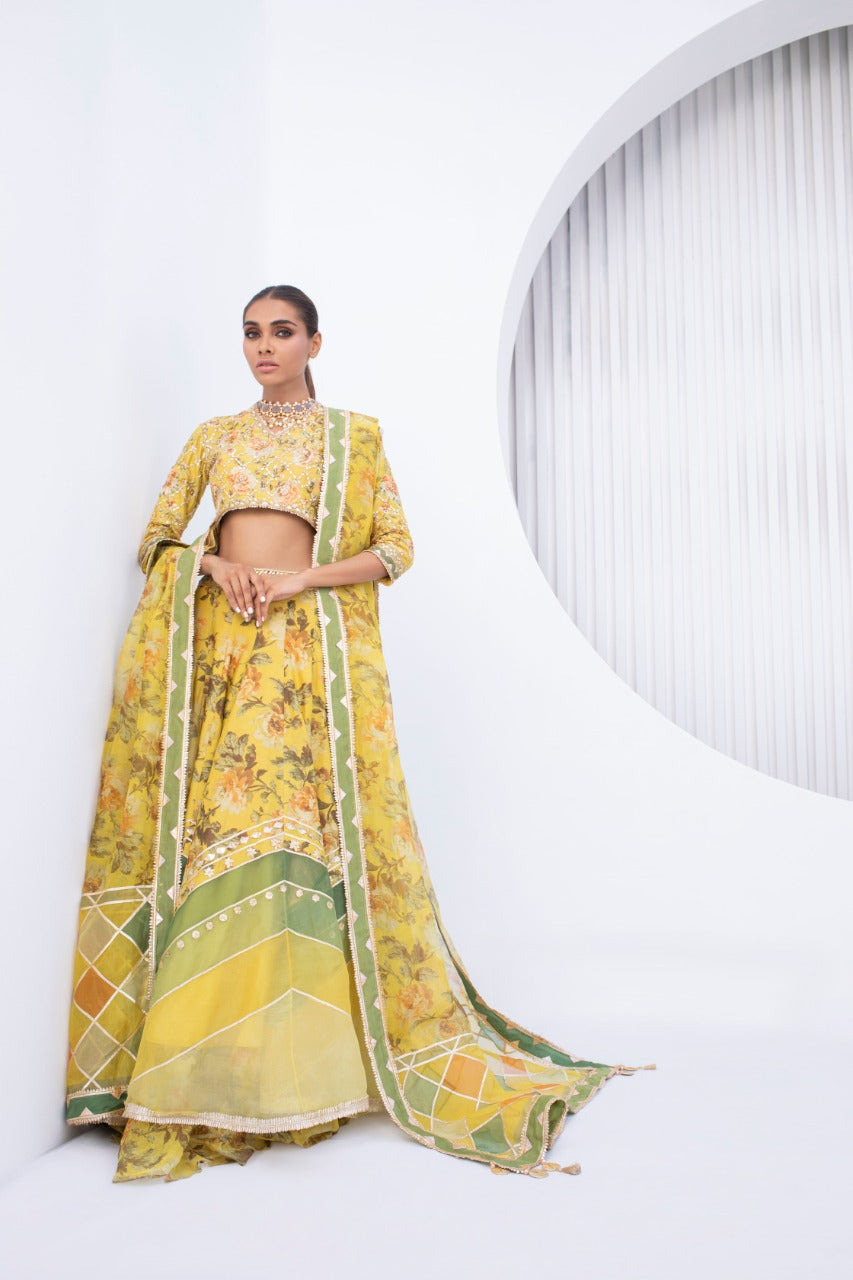 Lemon Khaddi Silk Lehnga Choli