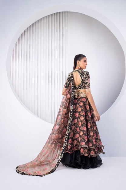 Floral Khaddi Silk Lehnga Choli