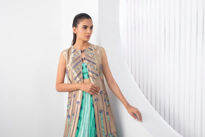 Tissue Jacket with Lehnga Choli