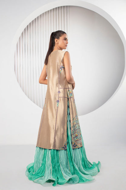 Tissue Jacket with Lehnga Choli