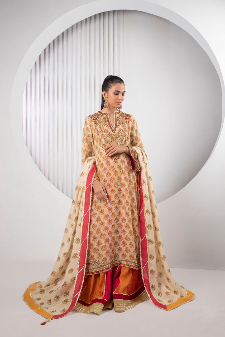 Cotton Net Kurta with Dhaka Pajama