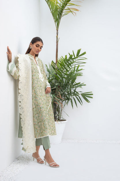 Printed Khaddi Silk Overlap Kurta And Trouser with Dupatta