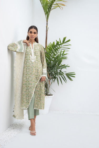 Printed Khaddi Silk Overlap Kurta And Trouser with Dupatta