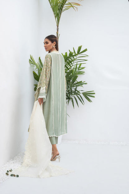 Printed Khaddi Silk Overlap Kurta And Trouser with Dupatta