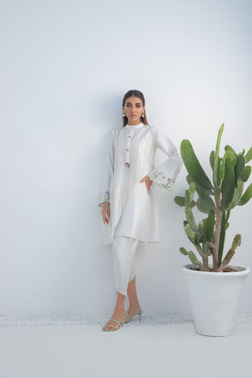 Rawsilk Overlap Kurta With Panwaar