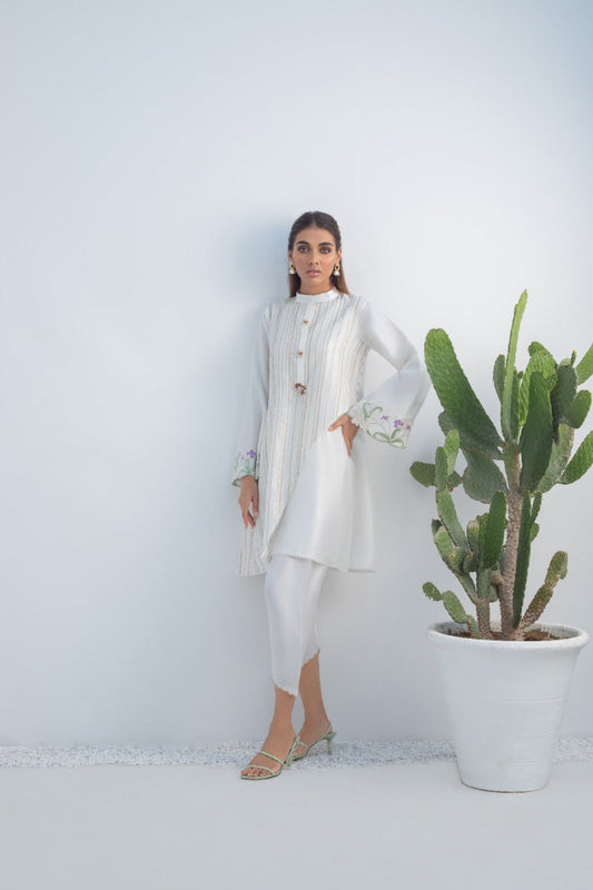 Rawsilk Overlap Kurta With Panwaar