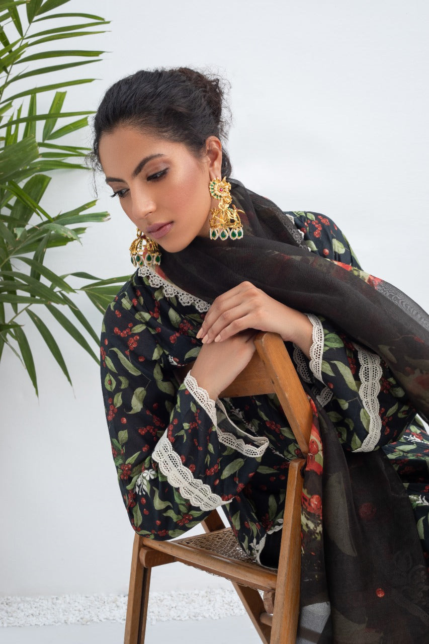 Printed Khaddi Silk Long Kurta And Trouser with Dupatta