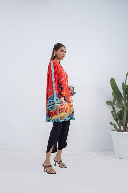 Short Printed Crepe Tunic And Trouser
