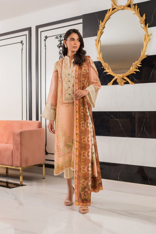 Cotton Net Printed Shirt And Trouser With Dupatta