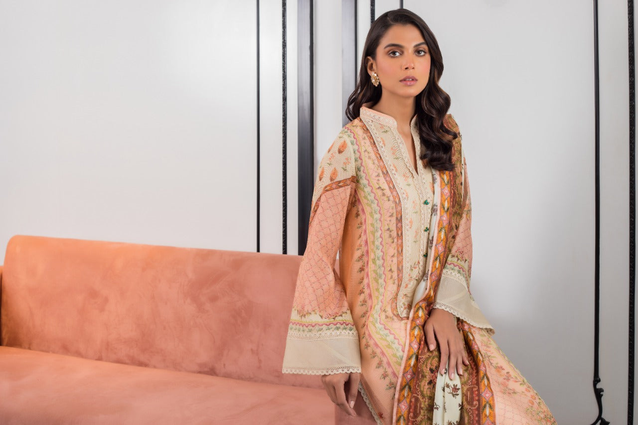 Cotton Net Printed Shirt And Trouser With Dupatta