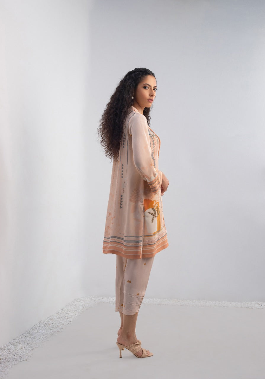 Crepe Printed Shirt And Panwaar