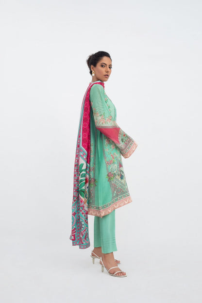 Printed Cotton Net Kurta And Trouser with Dupatta