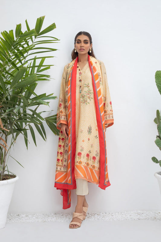 Printed Khaddi Silk Kurta And Trouser with Dupatta