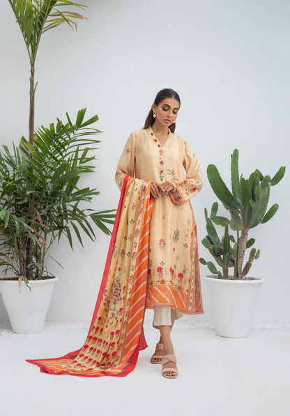 Printed Khaddi Silk Kurta And Trouser with Dupatta
