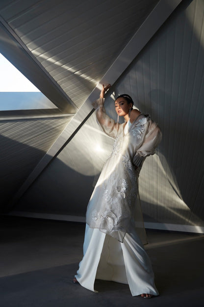 Organza Shirt With Drape Dress