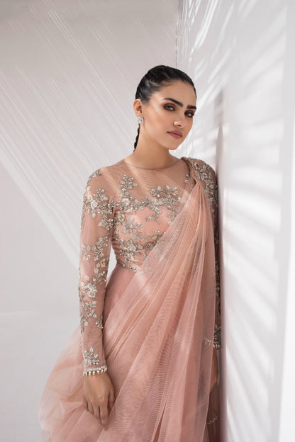 Tulle Peshwas With Draped Dupatta