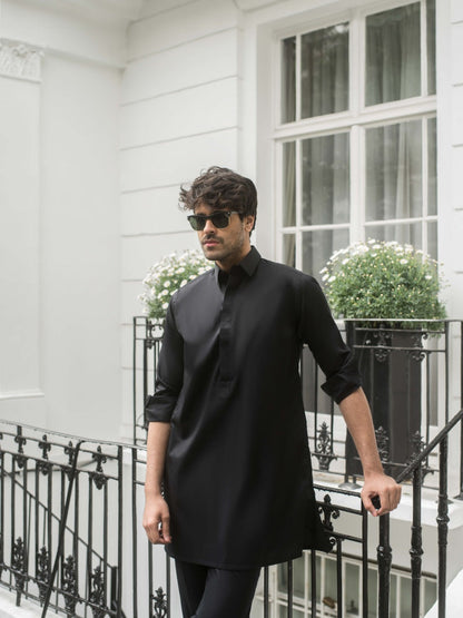 Black Cotton Kurta