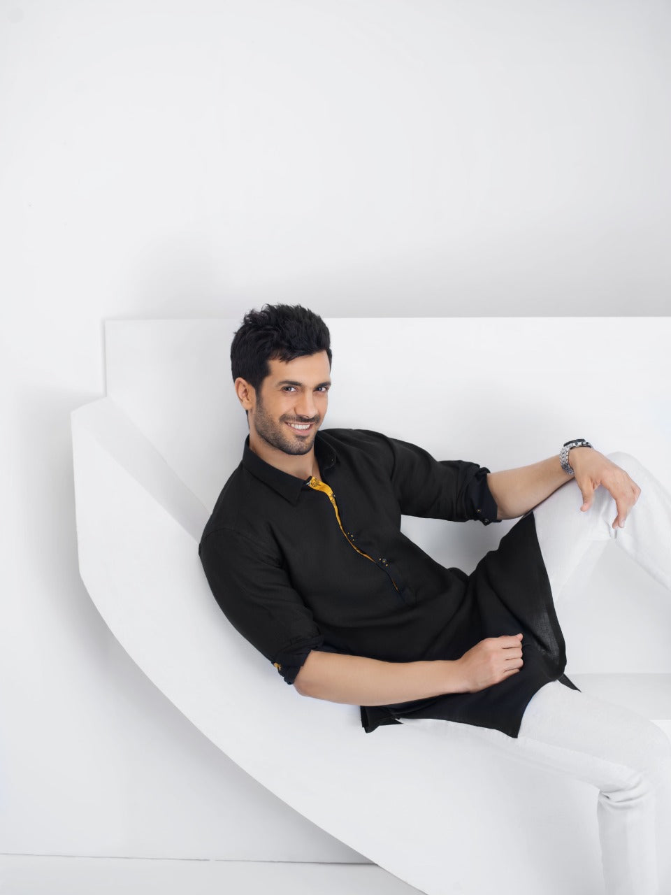 Black Linen Kurta