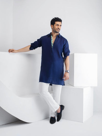 Blue Linen Kurta