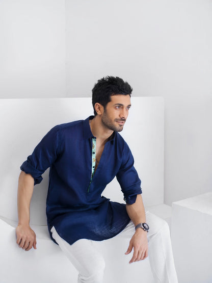 Blue Linen Kurta