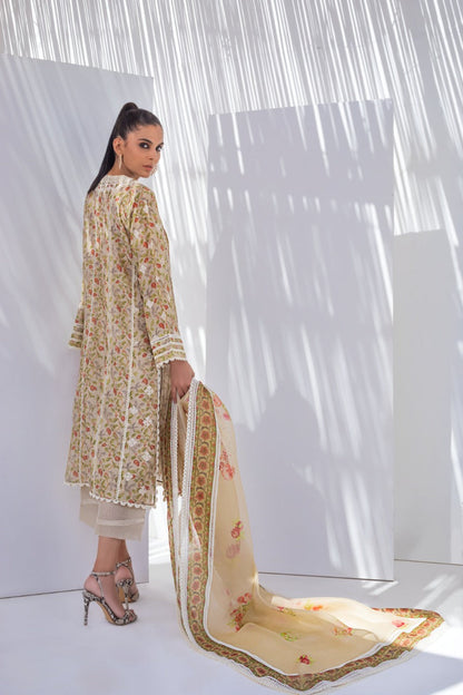 Printed Khaadi Silk Kurta And Culottes with Dupatta