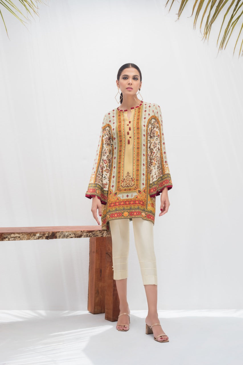 Digitally Printed Crepe Kurta With Crop trousers