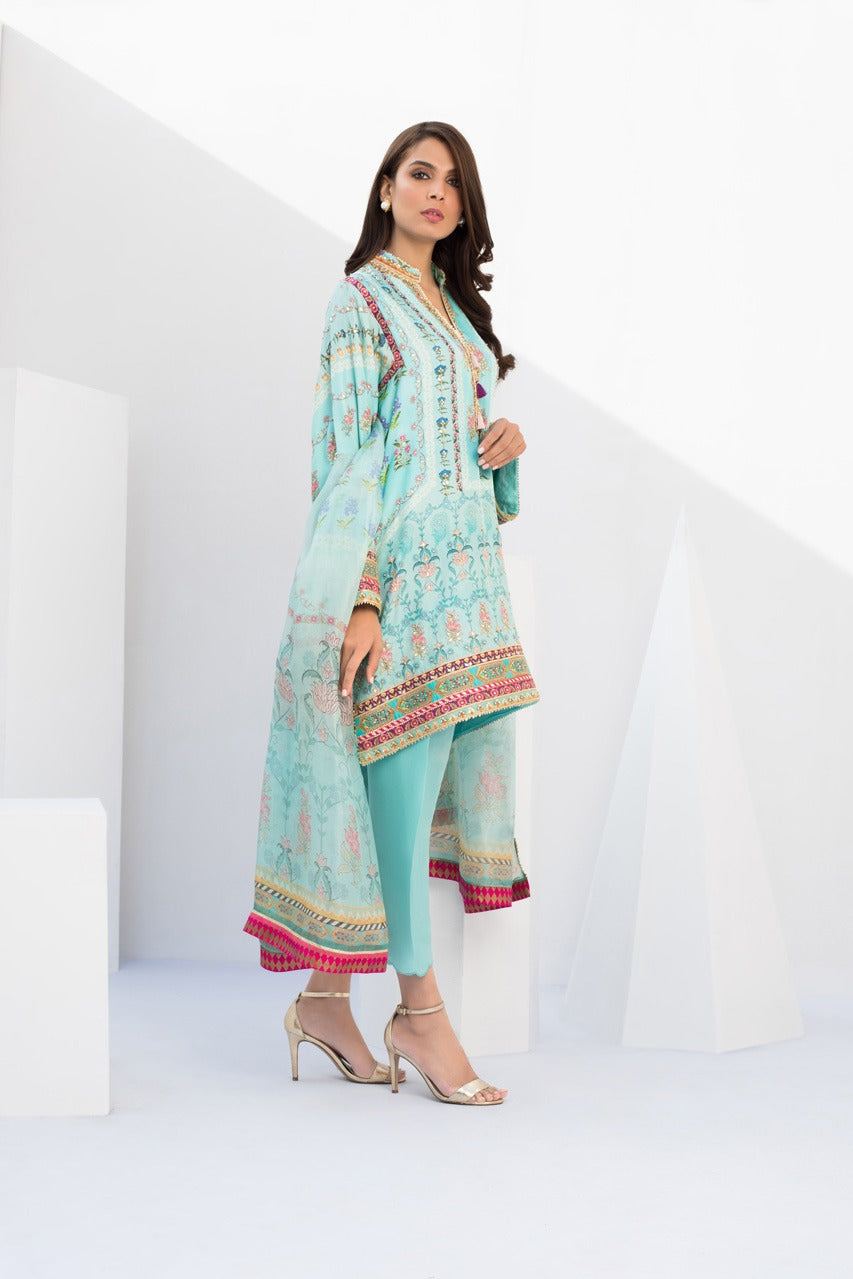 Digitally Printed Hand Work Shirt And Shalwar with Dupatta