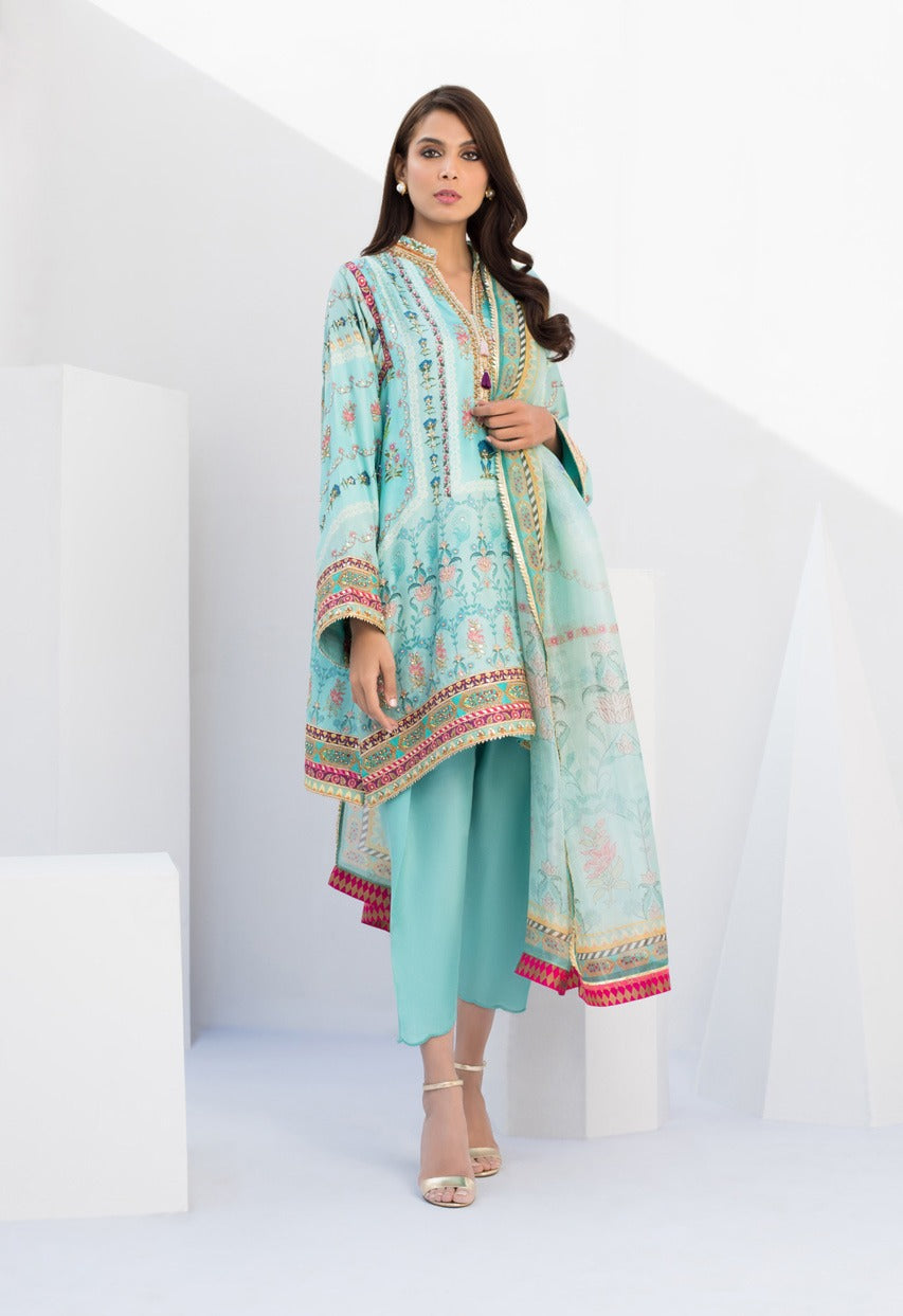 Digitally Printed Hand Work Shirt And Shalwar with Dupatta