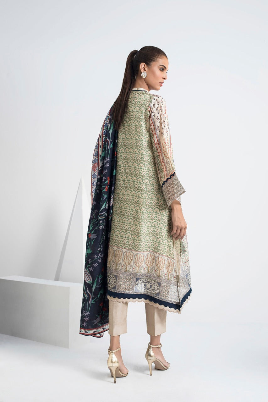 Digitally Printed Cotton Net Shirt with trousers and Dupatta