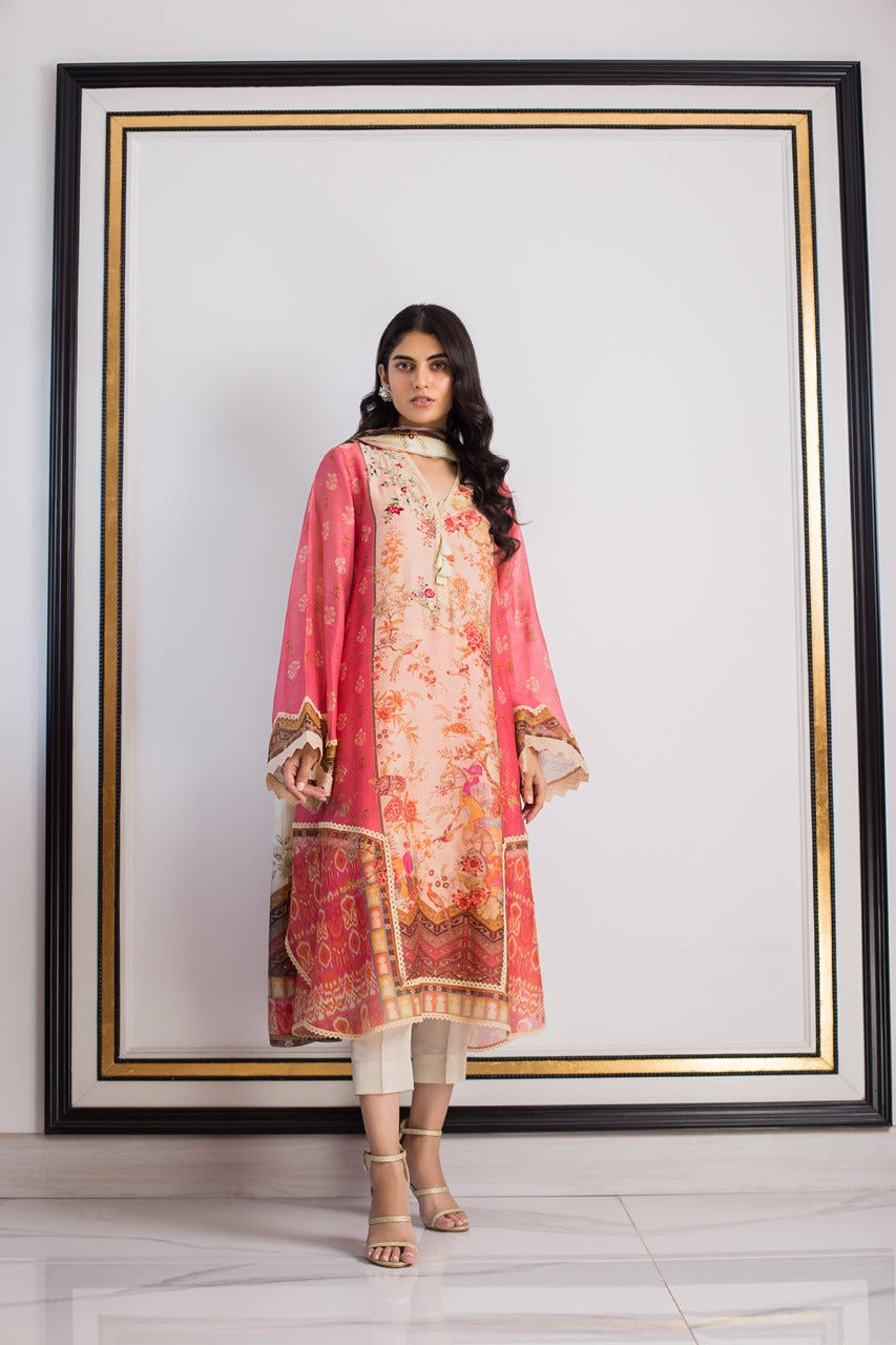 Digitally Printed Shirt with Dupatta With Plain trousers