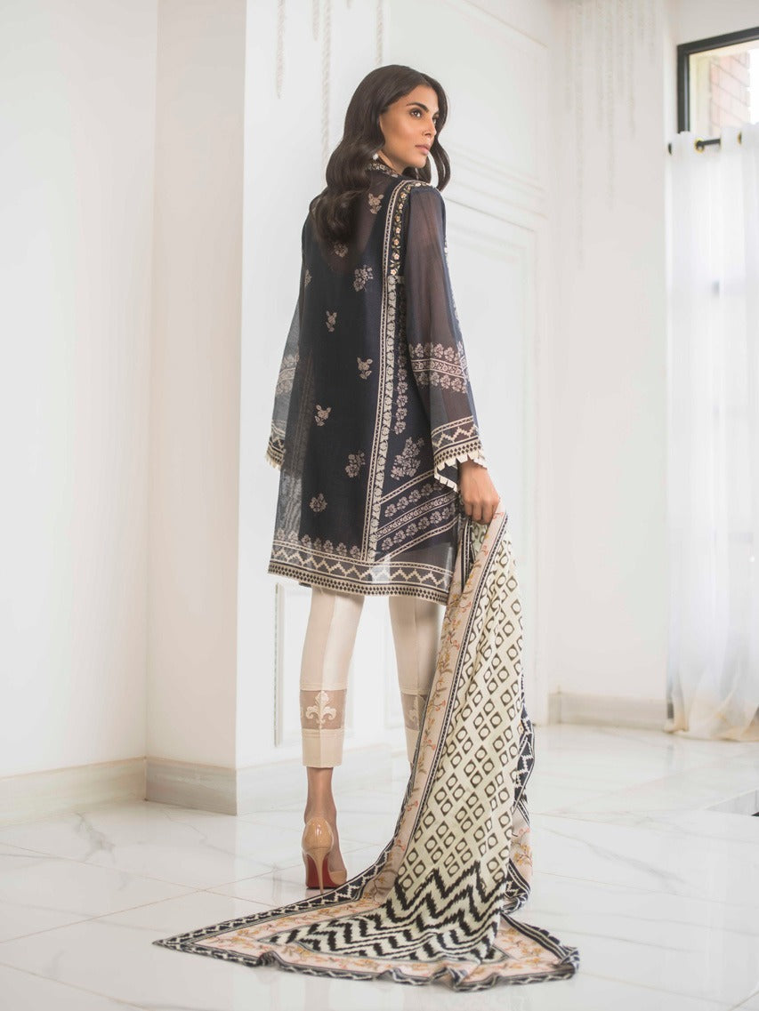 Digitally Printed Cotton Net Embroidered Shirt And trousers with Dupatta