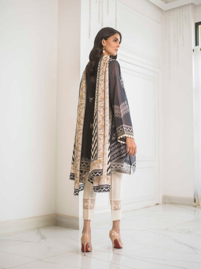 Digitally Printed Cotton Net Embroidered Shirt And trousers with Dupatta